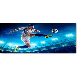 Tulup® Küchenrückwand Spritzschutz aus Glas -125x50 -Spritzschutz auf gehärtetes Glas Deko Sport Fußballer - Blau