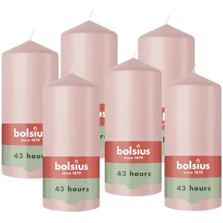 Bolsius Essentials glatte Stumpenkerze 13 cm rosa 6 St.