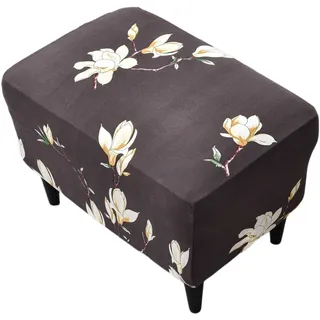 EBETA Hockerbezug Bankhussen, Elastische Hussen für Ottomane, Fußhockerbezug, Abdeckung Überzug für Hocker Ottomane Schonbezug (Magnolie)