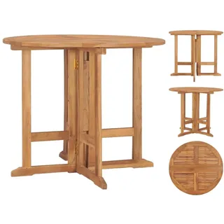 vidaXL Klappbarer Garten-Esstisch Ø90x75 cm Massivholz Teak