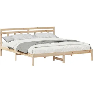 vidaXL Bettrahmen Braun 200 x 200 cm Massives Kiefernholz - Beige