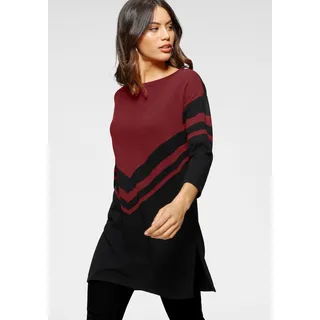 LAURA SCOTT Longpullover, mit besonderem Strickmuster Laura Scott schwarz-dunkelrot