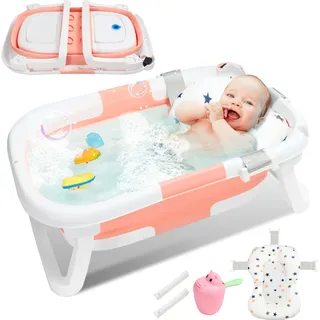 Jopassy Baby Badewanne Babywanne Kinder Faltbare klappbar Baden Sicher 3 in 1 - Rosa