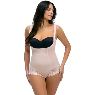Shaping-Body MAGIC BODYFASHION "Super Control Body", Damen, Gr. XL, N-Gr, rosa (blossom), Netz, Obermaterial: 85% Polyamid, 15% Elasthan, eng, tiefer Rundhals, Bodys Shaping-Body, verleiht der Brust und dem Po ein dezentes Lifting