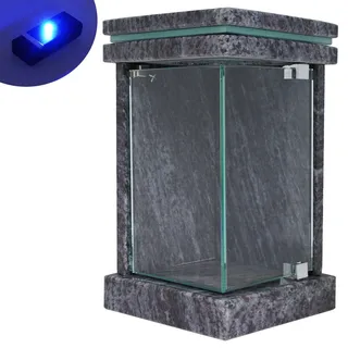Grab-Lampe Granit Orion Grau LED-Licht Friedhof-Laterne Grab-Schmuck Ecktür Glas