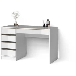 Livinity® Schminktisch Imola Weiß/Gold ohne Spiegel , Weiß, Goldfarben , Holzwerkstoff , 5 Fächer , 5 Schubladen , Rechteckig , 120x75x55 cm , Wohnzimmer, Wohnzimmertische, Konsolentische