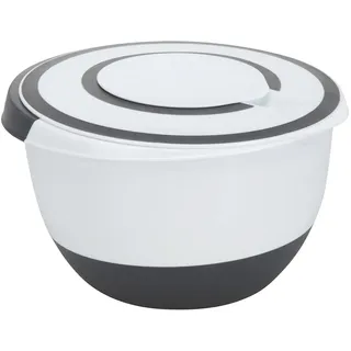 INDA-EXCLUSIV BBTrade Sales Rührschüssel 5 Liter Deckel Rühröffnung Stoppboden Schüssel 5L Frischhaltedose, Schwarz,weiß