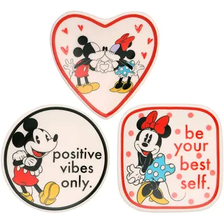 Disney Mickey and Minnie VC700375L Schmuckkästchen aus Keramik, 3-teilig, in Geschenkbox, Einheitsgröße, Keramik, Ohne Edelstein