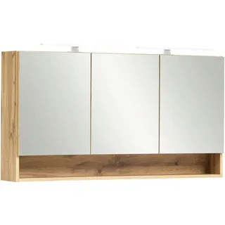 Xora Spiegelschrank , Eiche Wotan , Metall , 6 Fächer , 120x64x20 cm , Made in Germany , Badezimmer, Badmöbelsets & Badmöbelserien, Badmöbelserien