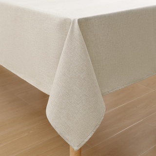 Homaxy Leinenoptik Tischdecke Abwaschbar Mitteldecke Lotuseffekt Eckig 80 x 80 cm Leinendecke Wasserabweisend Tischtuch Tischwäsche Fleckschutz, Beige