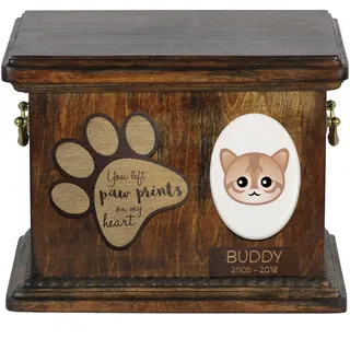 Singapura Katzenascheurne, personalisierte Urne mit Gravur, Erinnerungsbox für Katzenasche von der Marke Art-Dog