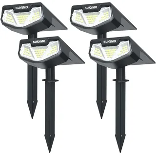 SUNNMO Solarlampen für Außen Garten, Solarstrahler für Außen sehr Hell 32 LED, Solarleuchten Garten Winterfest IP65 Wasserdicht, Gartenbeleuchtung Solar Gartenleuchten Strahler 6500K Kaltweiß, 4 Stück