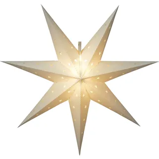 LED Weihnachtsstern Alice von Star Trading, 3D Stern Weihnachten für außen aus Kunststoff in Weiß mit Timer, Dekostern warmweiß zum Aufhängen, batteriebetrieben, Ø: 60 cm, IP44