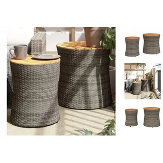 vidaXL Garten-Beistelltische 2 Stk. mit Holzplatte Grau Poly Rattan