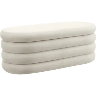 tectake Truhenbank Altu,110 x 45 x 42 cm,Samtoptik creme-weiß , Samtahornfarben, Weiß , Holz , Kiefer , Rauten , Oval , 110x42x45 cm , Esszimmer, Bänke, Sitzbänke
