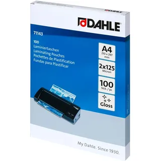 DAHLE Laminierfolien A4 125 Micron 100 Stück - Hochwertiger Schutz für wichtige Unterlagen und Fotos, Glänzend