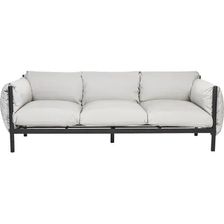 BELIANI Gartensofa 3-Sitzer Hellgrau und Schwarz Aluminium mit Stoffbezug Niedriger Lehne Modern Terasse Balkon Außen Wohnzimmer Gartenzubehör - Grau, Schwarz