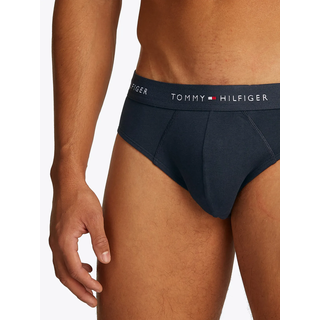 Slip "3P BRIEF DTM", Herren, Gr. S (48), 3 Stk., blau (des sky, primary rot, weiß), Jersey, Obermaterial: 95% Baumwolle, 5% Elasthan, TOMMY HILFIGER UNDERWEAR, kontrastfarbene Details, körpernah, Unterhosen Slip, mit Logo-Elastikbund