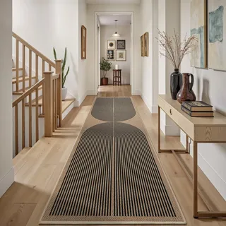 Tuocal Lang Läufer Flur 80x300cm, Jute Aussehen KüchenTeppich rutschfest Waschbar Teppichläufer, Küchenläufer, Flur Teppich für Küche Korridor Schlafzimmer Waschküche