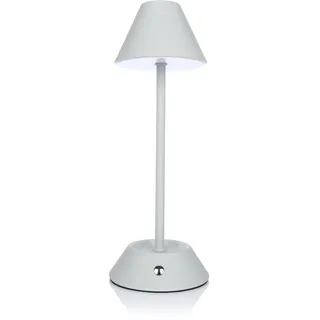 Nordstern LED Akku Tischlampe - Wiederaufladbare Tischleuchte mit USB-C Anschluss - Kabellos und dimmbar mit 3 Farbtemperaturen 3000K-6000K über Touch-Schalter - 28,5 cm (Hellgrau)