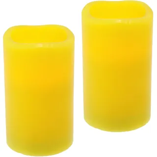 I.GE.A. LED-Kerze »LED-Kerzen Flackernd Warmweiß 2er Set Stumpenkerze Deko Valentinstag« Romantische Dekoration Creme Echtwachs romantisch, gelb