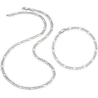 Schmuckset FIRETTI "Multipack Schmuck Geschenk Silber 925 Halskette Armkette Figarokette" Gr. 45, silber (silberfarben), Schmuck_Sets, Damen, 45, Silber 925 (Sterlingsilber), Schmuckset