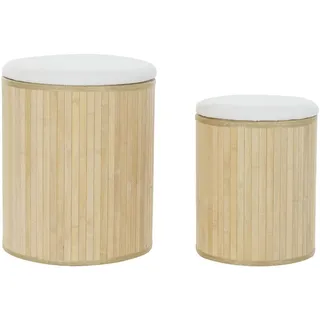DKD Home Decor Korb-Set, Naturbeige, aus Bambus und Pappel, 38 x 38 x 46 cm