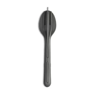 Koziol KLIKK Besteck-Set 3-teilig, Praktisches Set für jedes Picknick, jeden Camping-Trip und jede Mittagspause, Farbe: grau