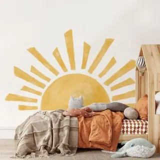 Wandtattoo Sonne Wandaufkleber Boho Dekor Regenbogen Kinderzimmer Wandsticker Wanddeko für Mädchen Wandsticker Schlafzimmer Babyzimmer (Sonne)