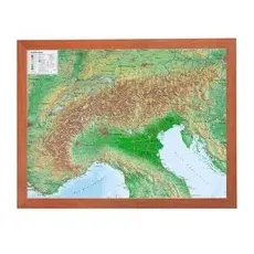 Georelief 3D Reliefkarte Alpen - mit Holzrahmen - klein