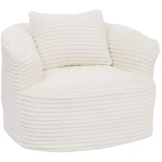 Mendler Sessel HWC-P18, Loungesessel Relaxsessel Polstersessel Cocktailsessel, Stoff/Textil Cord (370g/m2) ~ weiß