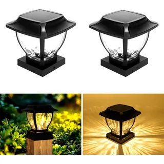 TOSHIN Solar Pfostenkappen Licht, LED Pfostenleuchte Außen, 2 Modi Solar-LED-Wegleuchten für den Außenbereich für Garten, Terrasse, Landschaft, Gehweg (2 Stück, Warmweiß)