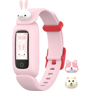 Kinder Fitnessuhr Schrittzähler Jungen Mädchen Smart Watch Schlafdaten Pulsuhr Stoppuhr Alarm Sportuhr für Teenager Laufuhr Gesundheitsuhr - Rosa