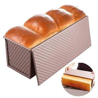 inodiref Toastbrot Backform Mit Deckel 1000g Teig Antihaft Kohlenstoffstahl | Roségold Kastenform Mit Deckel,Brotbackform Mit deckel Toastbrot backform, zum Backen von Kuchen und Sandwiches im Backofen