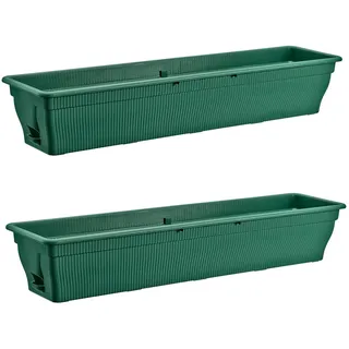 Blumenkasten Balkonkasten 2x Pflanzkasten 100cm stabil mit Wasserspeicher grün