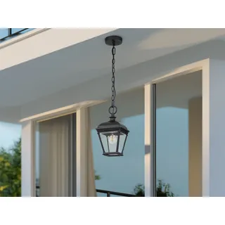 LED Outdoor Hängelampe, Ketten-Laterne im Landhausstil für Terrasse & Balkon - Schwarz