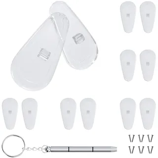 MMOBIEL 6 Paar universelle Nasenpads-Ersatz, 15 mm, einschraubbare weiche Silikon-Luftkammer, Anti-Rutsch-Nasenkissen inkl. Schrauben und Mikro-Schraubendreher – transparent