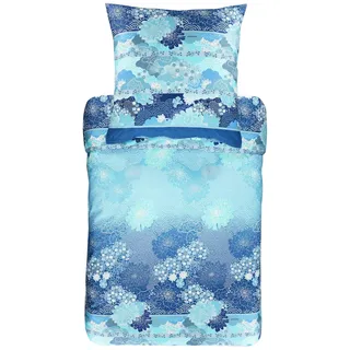 Bassetti 9311773 Bettwäsche Madama Butterfly B1 blau 155 x 220 cm, 1 bettbezug 155 x 220 cm + 1 Kissenbezug 80 x 80
