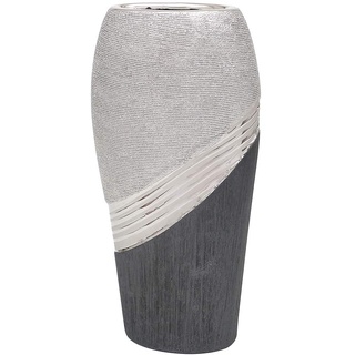 Dekohelden24 Edle Moderne Deko Designer Keramik Vase in Silber-grau massiv, Silbergrau, 31 cm