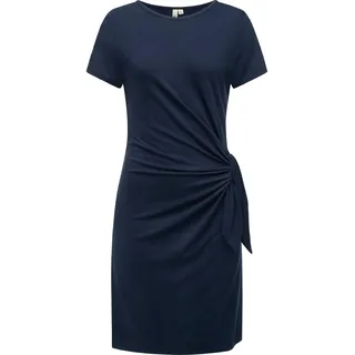 Shirtkleid RAGWEAR "Shirtkleid Knotta", Damen, Gr. XL, N-Gr, blau (navy), Obermaterial: 95% Viskose CV. 5% Elasthan EL., Kleider Shirtkleid