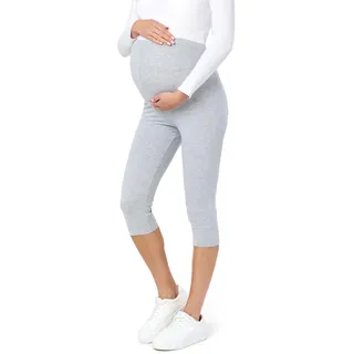 Be Mammy 3/4 Umstandsleggings Kurz aus Baumwolle Bequeme und blickdichte Schwangerschaftsleggings Umstandsmode BE20-229 (Melange, S)