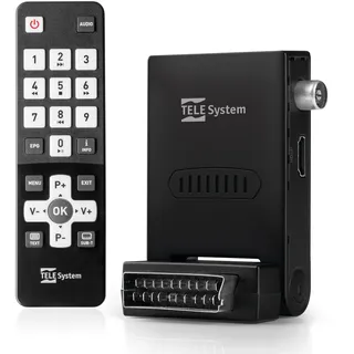 Tele System Mini Stealth digitaler terrestrischer Decoder mit Autoscan- und LCN-Funktion, integriertem USB-Mediaplayer-Fernbedienung inklusive-Plug & Play-Installation über SCART oder HDMI