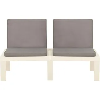 vidaXL Garten-Lounge-Bank mit Auflagen Kunststoff Weiß - Weiß
