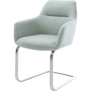 DeLife Schwingstuhl Pejo-Flex Freischwinger flach Edelstahl Stripes Mint Taschenfederkern