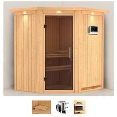 Bild von Sauna »Tomke«, (Set), 3,6-kW-Plug & Play Ofen mit externer Steuerung beige