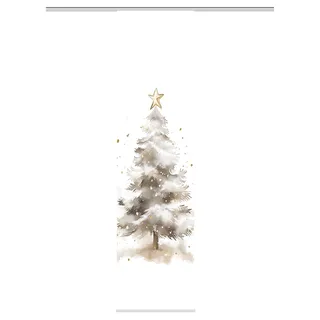 HOME WOHNIDEEN | Schiebevorhang Dekostoff Digitaldruck Christmas Tree Paneelwagen und Aluklemmleiste, 245 x 60 cm