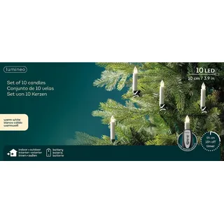 Lumineo LED Kerzen Dauerbetrieb Outdoor dia1.5cm H.10cm 1L weiß/warmes Weiß