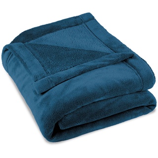 CELINATEX Flauschige Kuscheldecke 150 x 200 cm blau Decke Sofa warm Wohndecke weich Mikrofaser Fleece Oeko-TEX Montreal