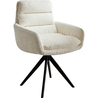 DeLife Esszimmerstuhl Abelia-Flex Bouclé Weiß Schwarz