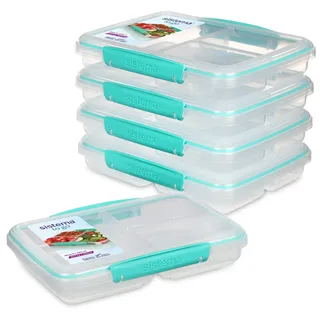 Sistema TO GO-Brotdosen mit Fächern zum Portionieren / 820ml Lunchbox mit stapelbarem Design und Clips / BPA-frei / 5 Vorratsdosen [82002], Grün